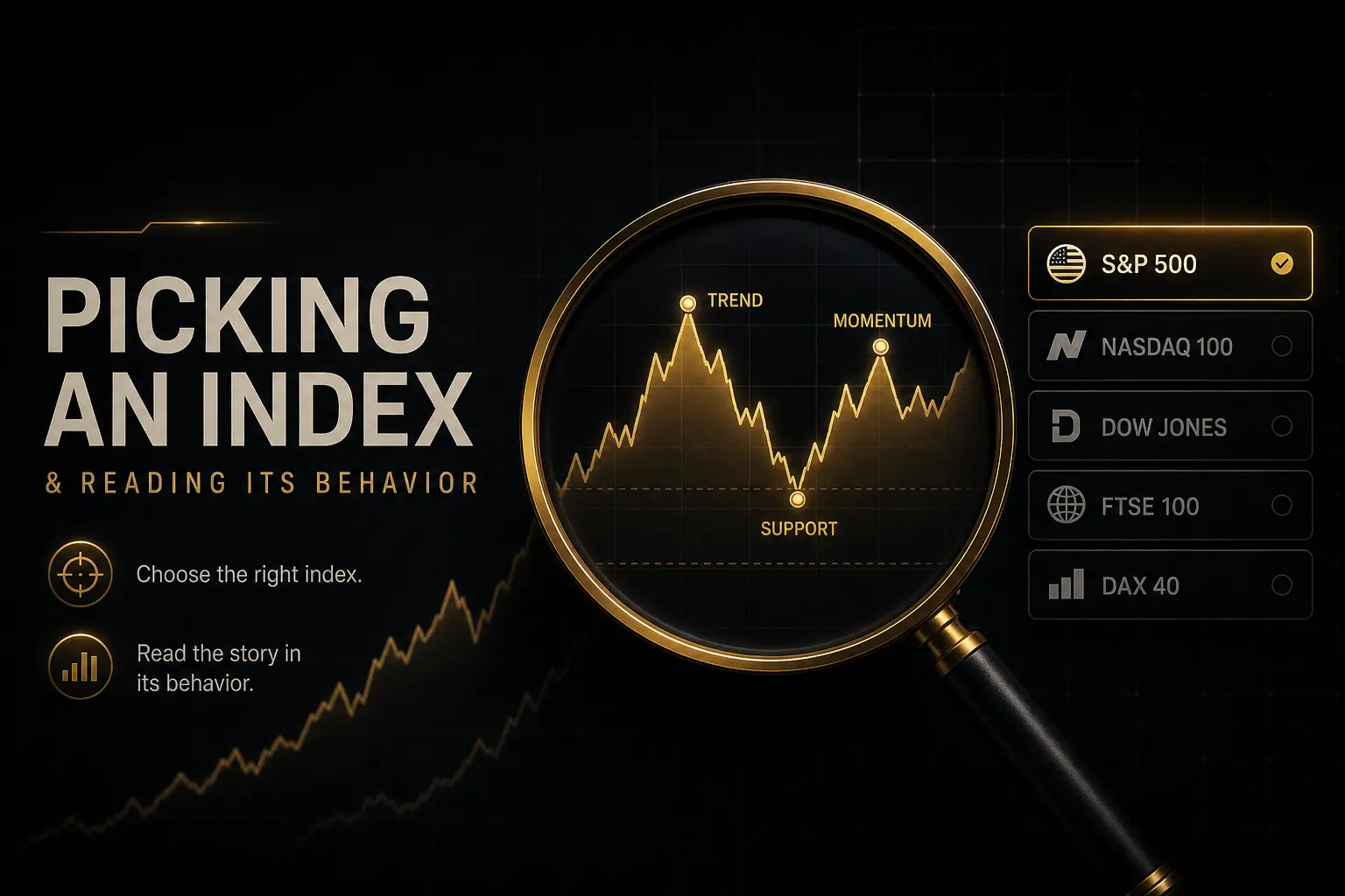 Index trading chart showing price patterns and trends used to analyze an index