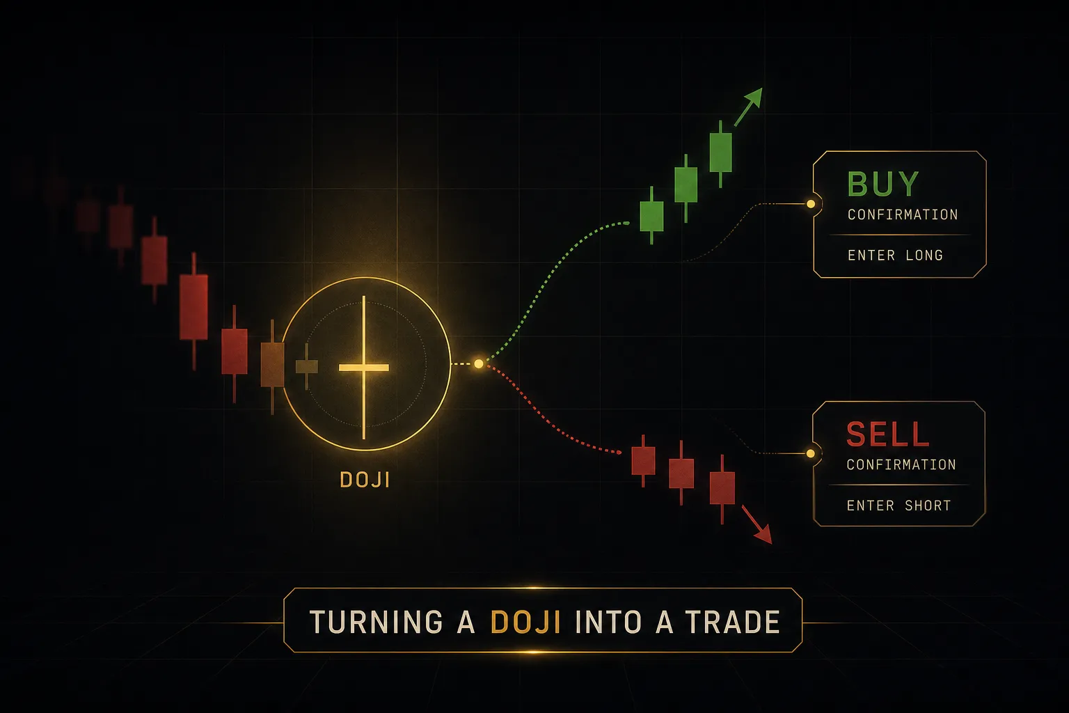 Doji candle pattern on a price chart signaling potential trend reversal for trade entry