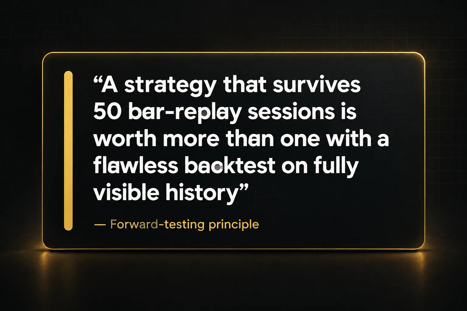Key insight: A strategy that survives 50 bar-replay sessions is worth more than one with a flawless backtest on fully…