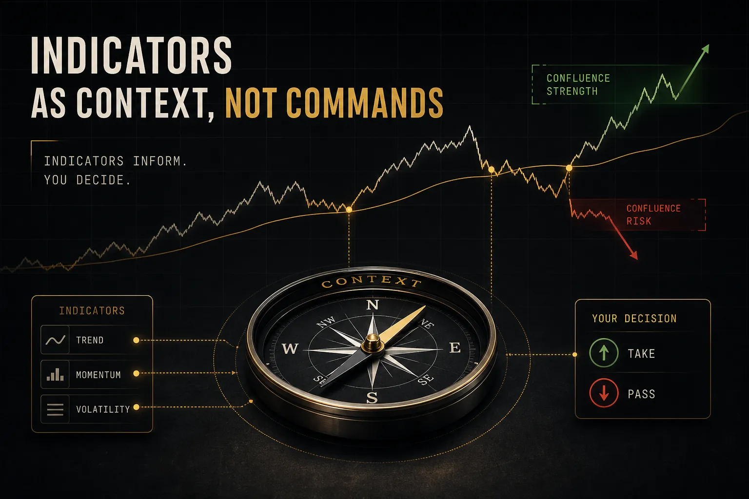 Chart displaying futures trading strategies with indicators used as supporting context rather than standalone buy or sell sig