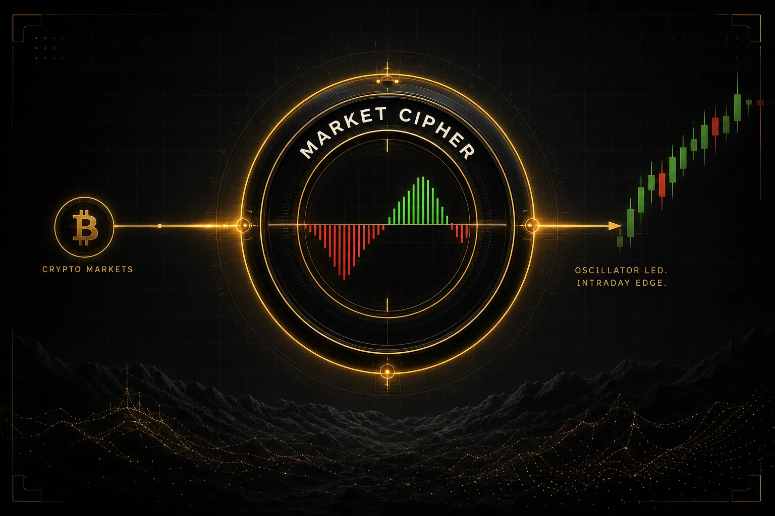 Market Cipher oscillator chart showing crypto entry and exit signals, among the best indicators for day trading