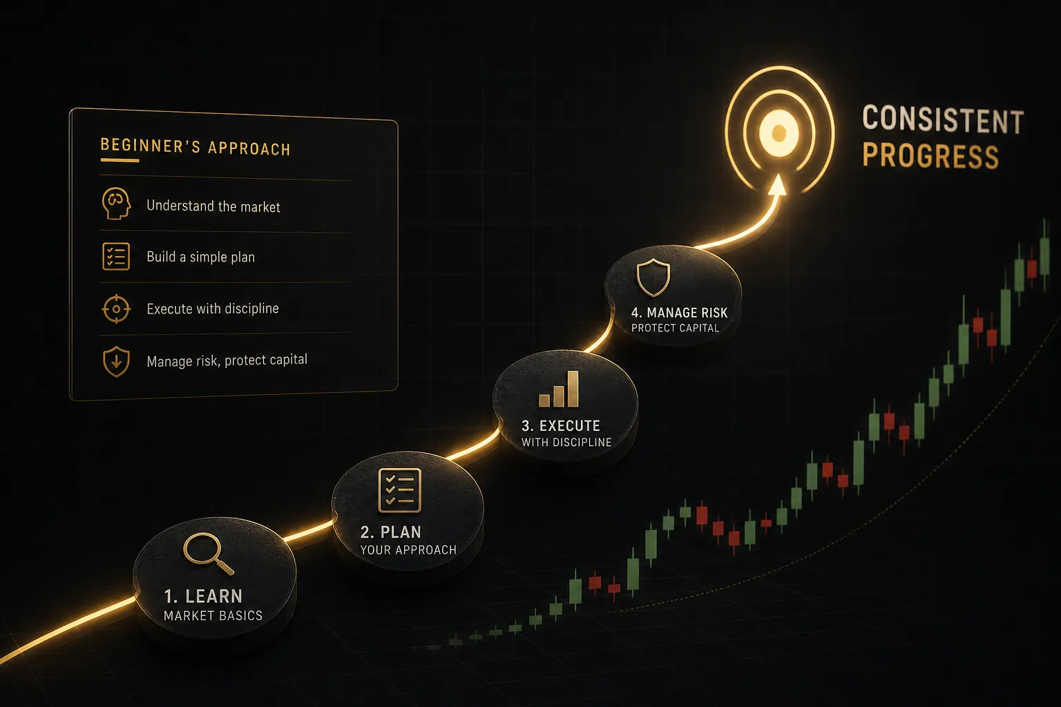 Beginner trader analyzing currency charts and building a simple forex trading for beginners strategy on a laptop