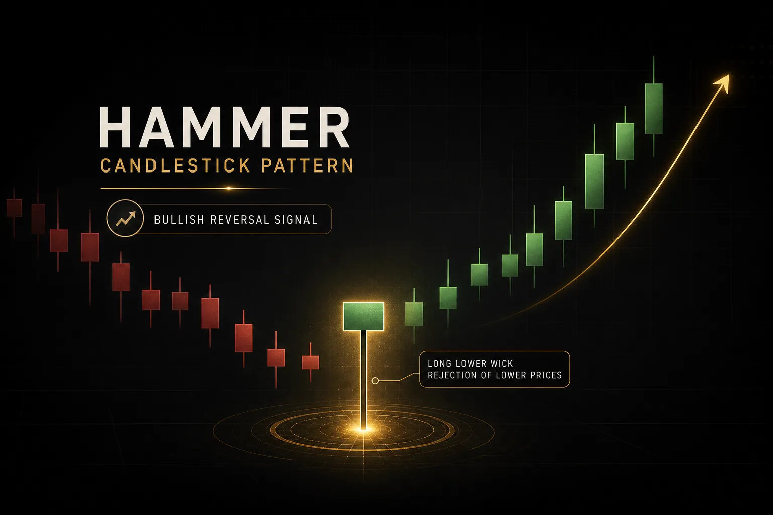 Hammer candlestick pattern on a price chart signaling a potential bullish reversal after a downtrend