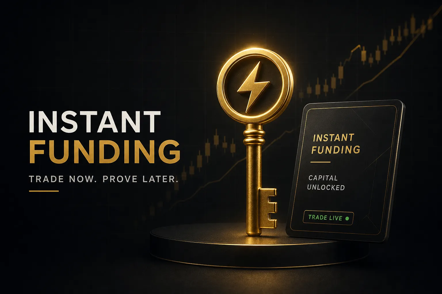 Trader analyzing charts on multiple screens while evaluating instant funding prop firms for fast account access