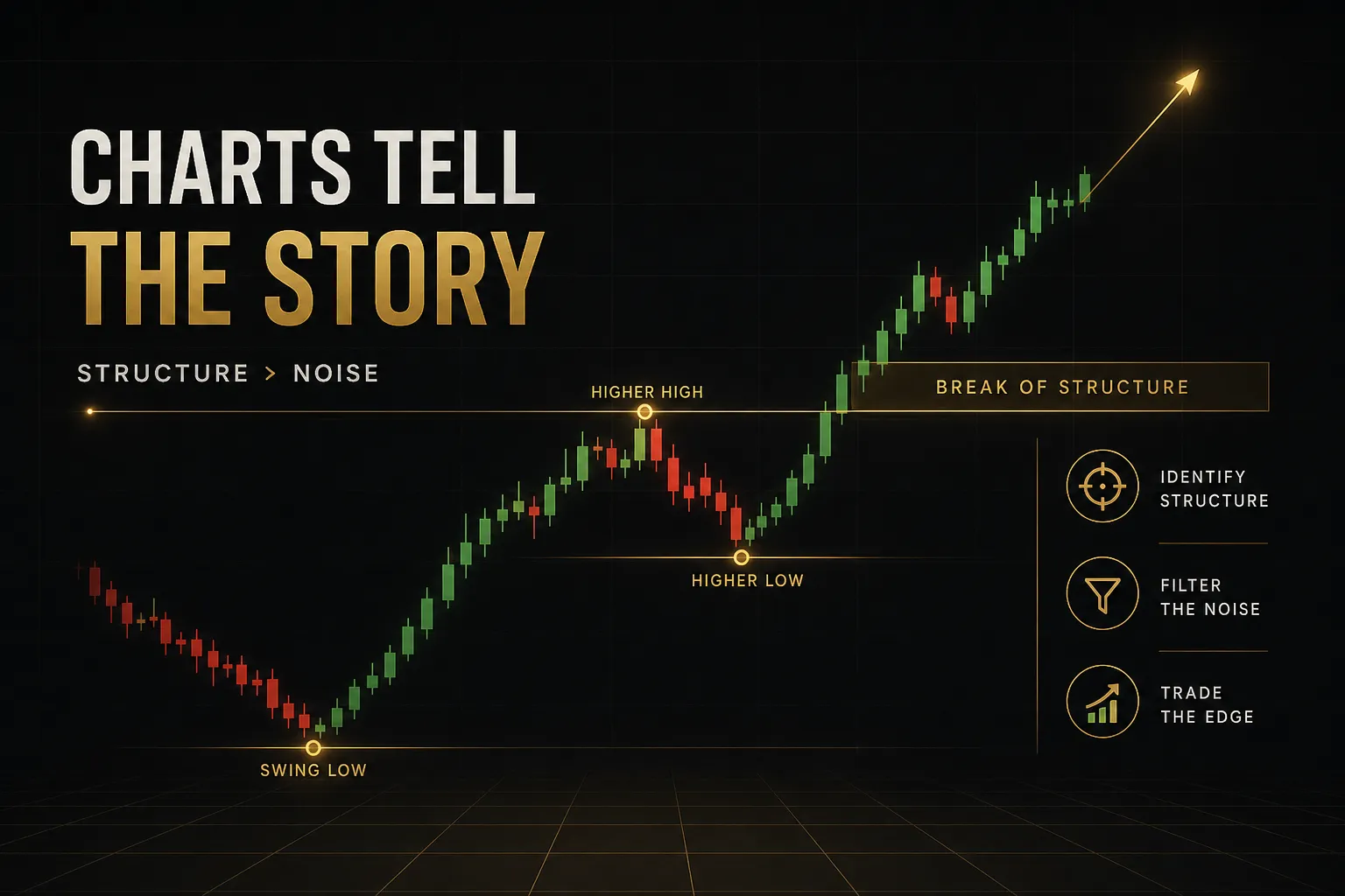 Candlestick trading charts displaying stock price trends, volume bars, and technical indicators on a digital screen