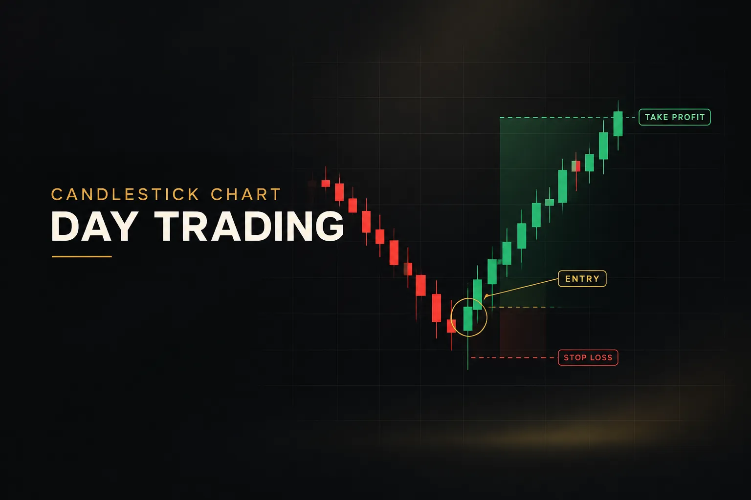 Candlestick chart day trading setup showing price patterns and trend signals on a live stock screen