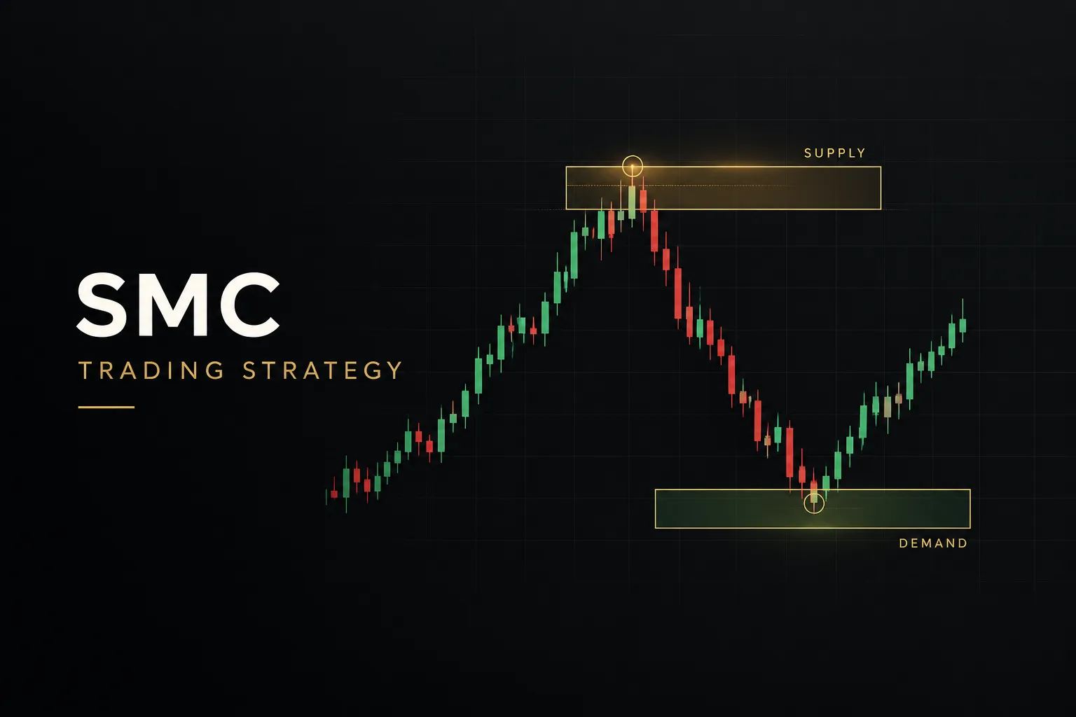 Trader analyzing SMC trading strategy chart showing market structure, liquidity zones, and order blocks on screen