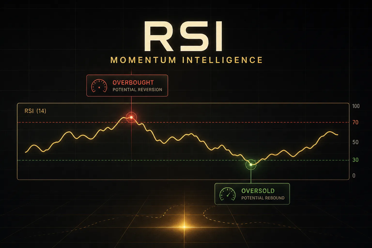 RSI indicator chart showing overbought and oversold levels for stock price momentum analysis