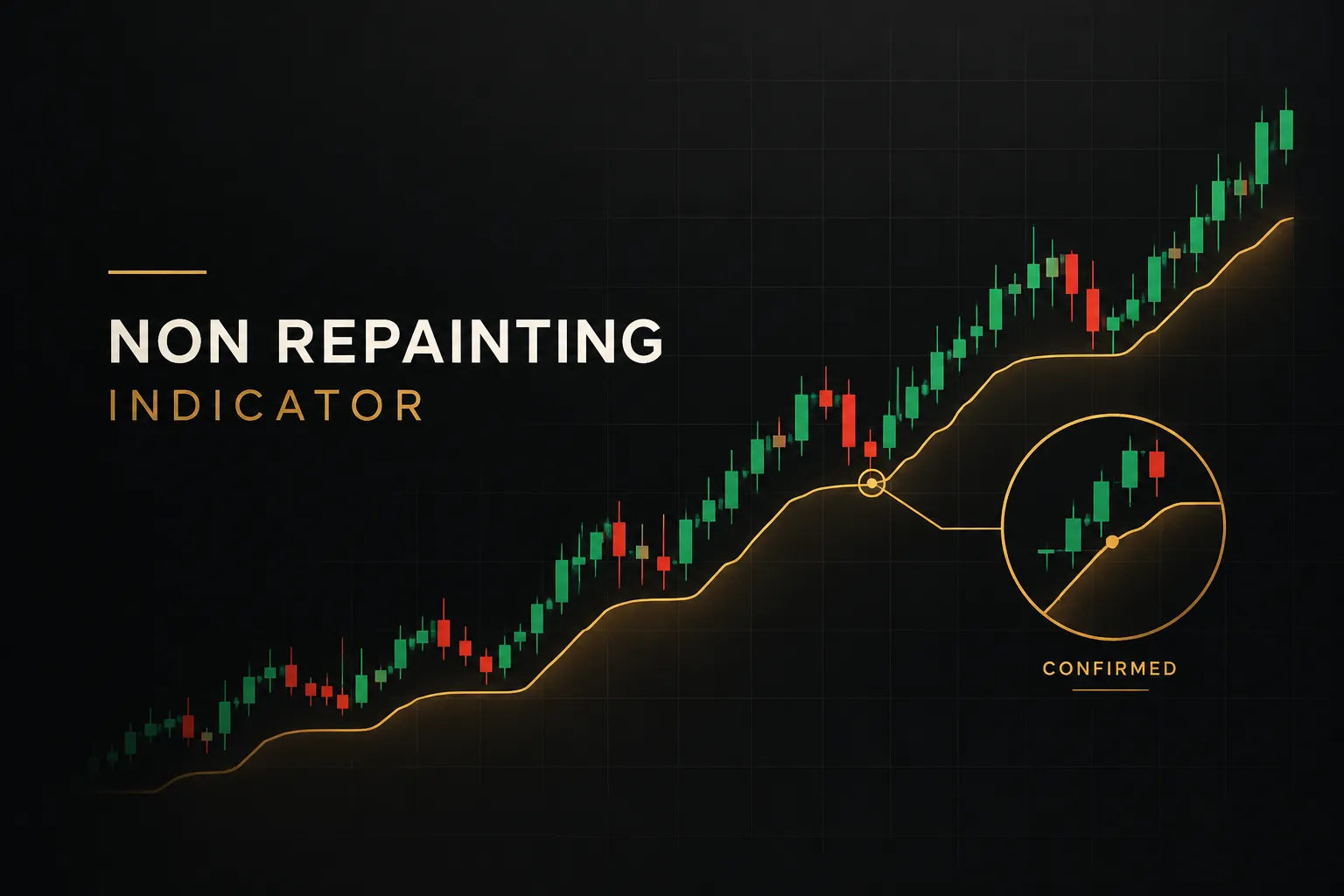 Non repainting indicator displayed on a trading chart highlighting stable buy and sell signal arrows