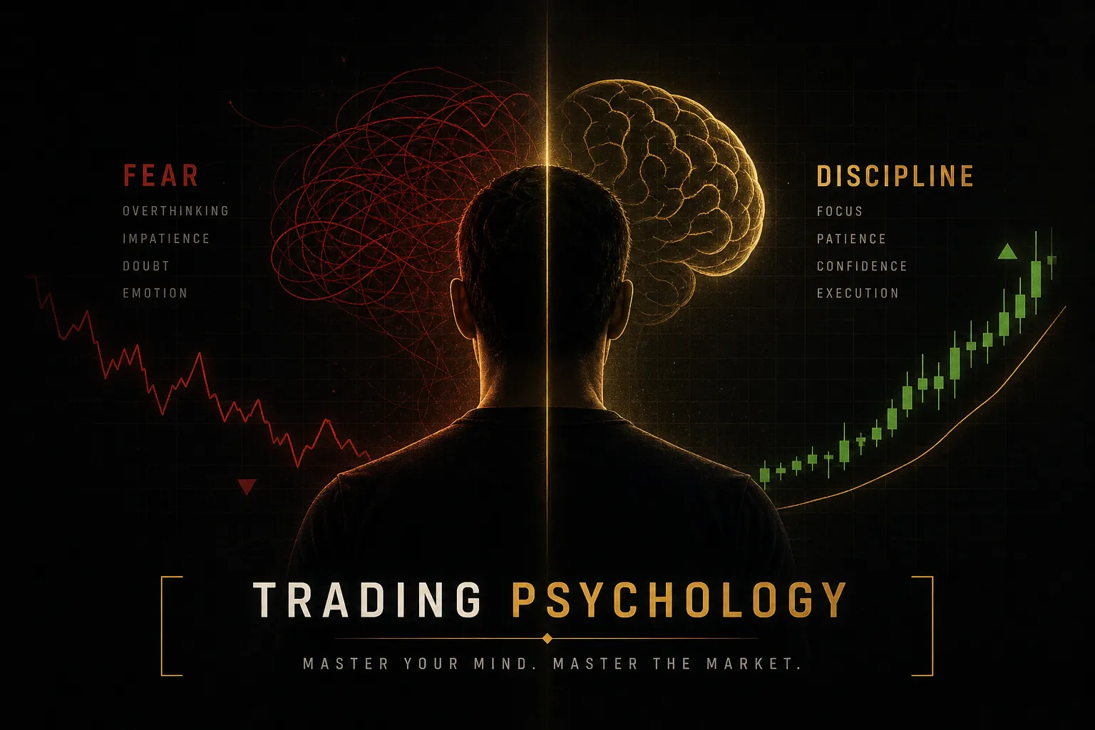 Trader analyzing charts with calm focus, illustrating emotional discipline in trading psychology