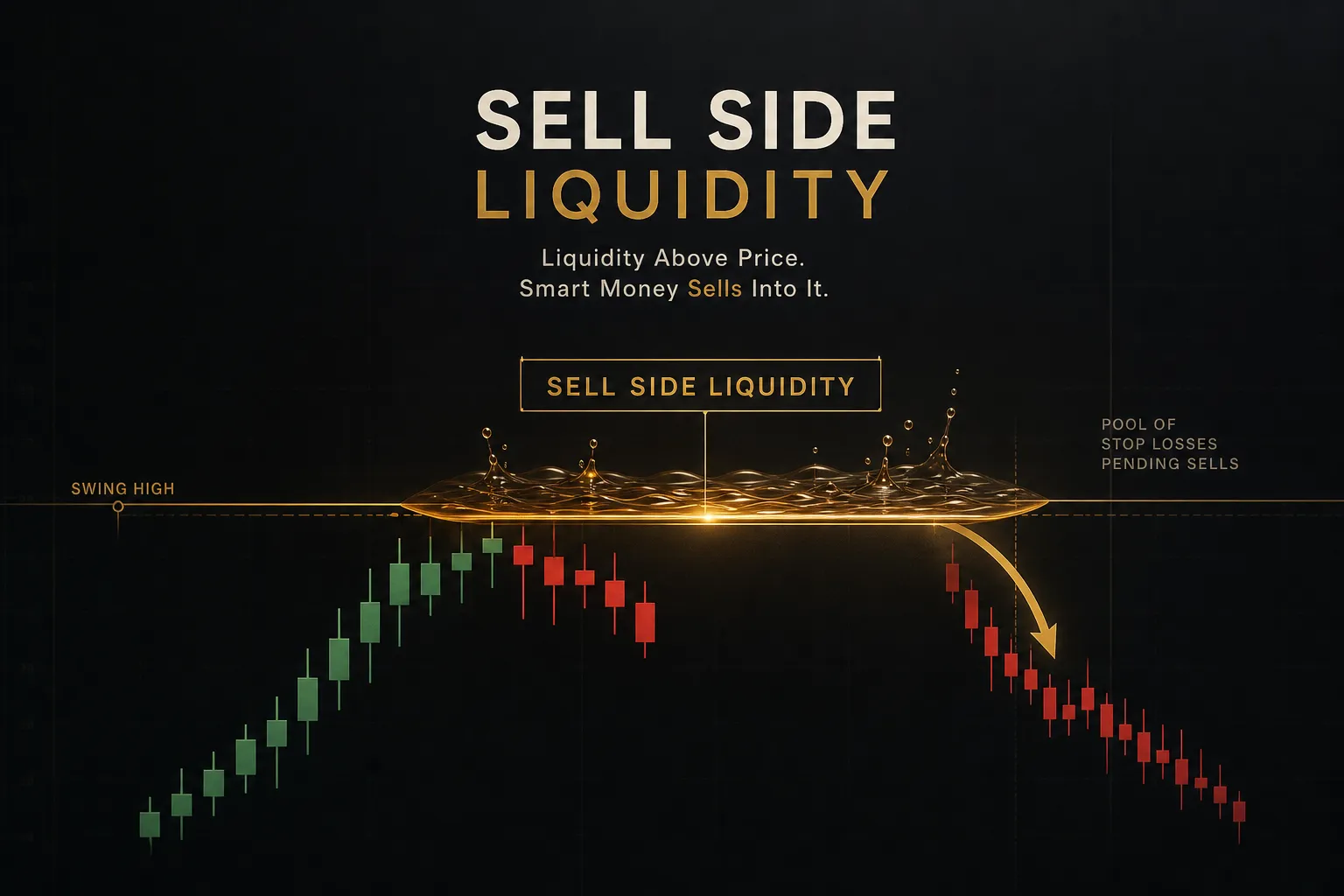 Chart showing sell side liquidity zones where stop-loss orders cluster below key support levels