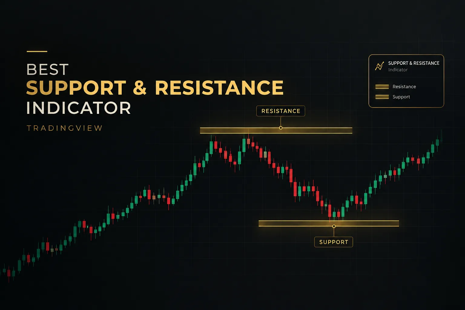 Best support and resistance indicator on TradingView showing key price levels on a candlestick chart