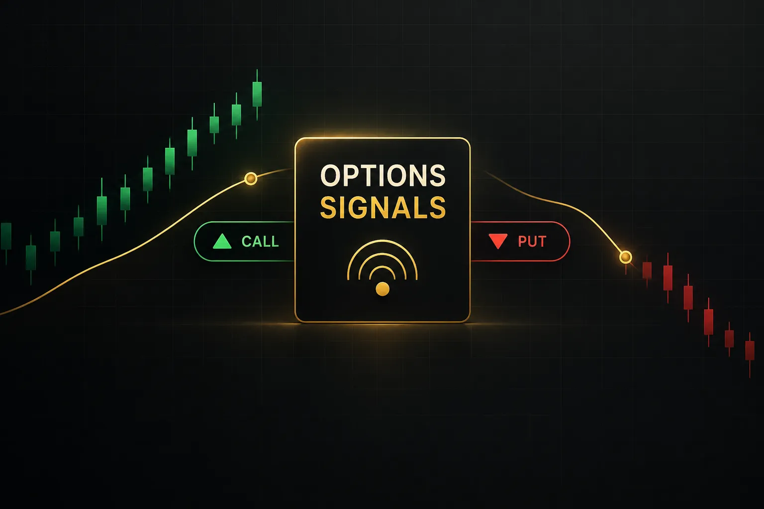 Trading options signals displayed on a stock market chart with buy and sell indicators for investors