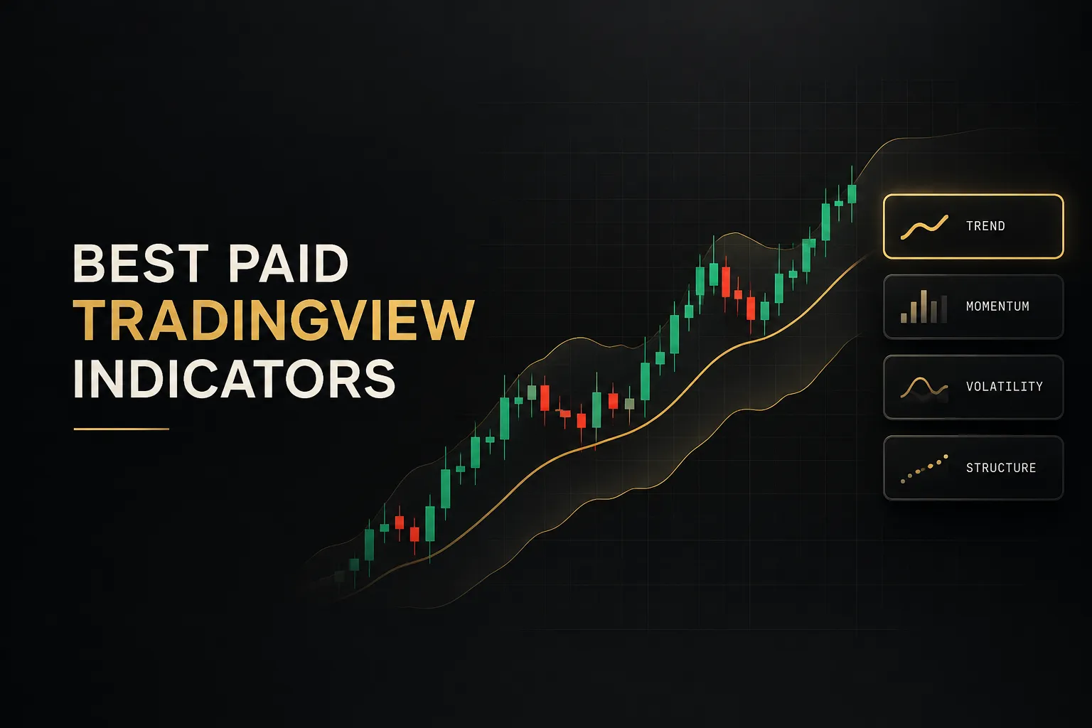 Top-rated best paid TradingView indicators displayed on a trading chart with buy and sell signal overlays