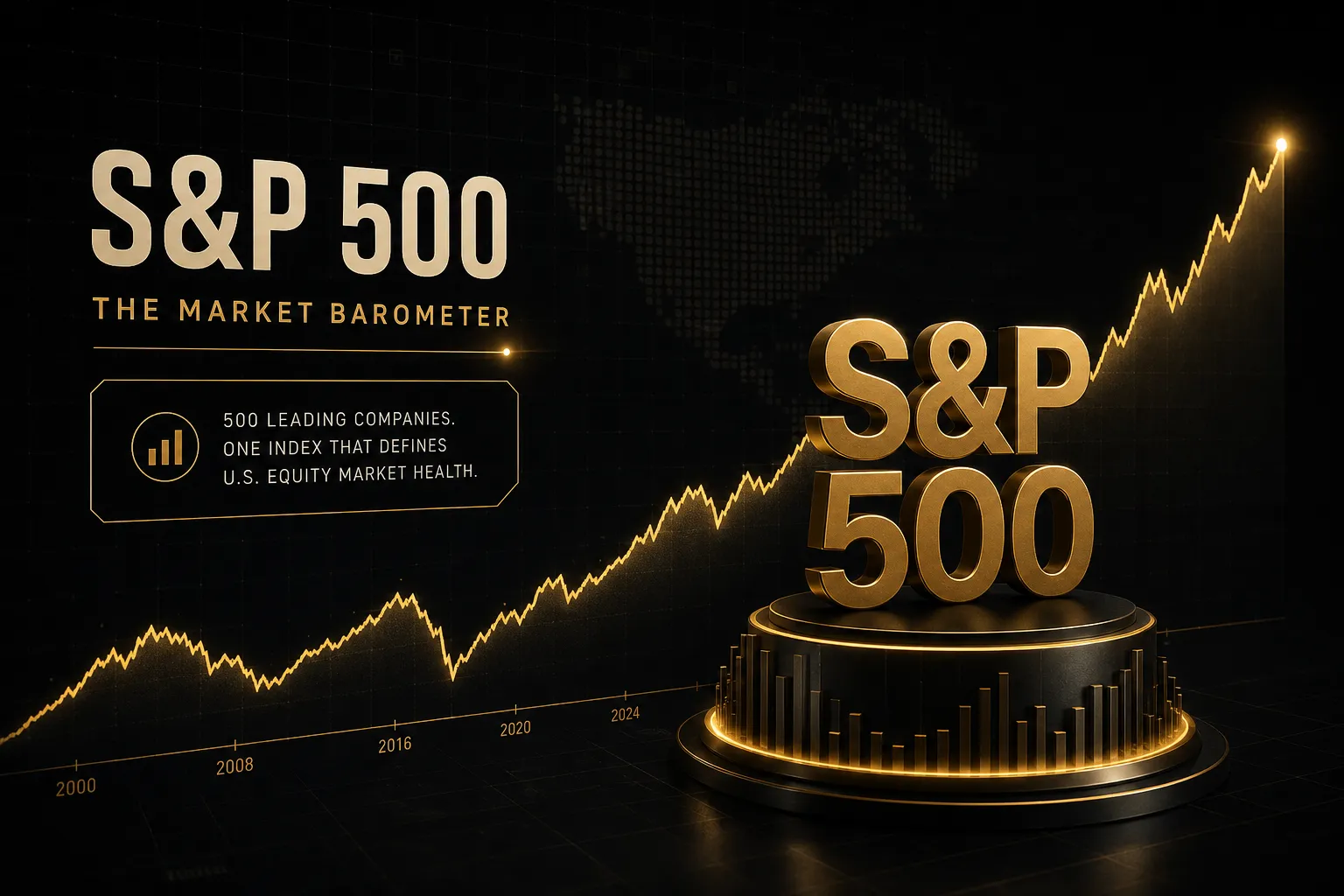 Standard & Poor's 500 index chart displaying stock market trends and financial performance data