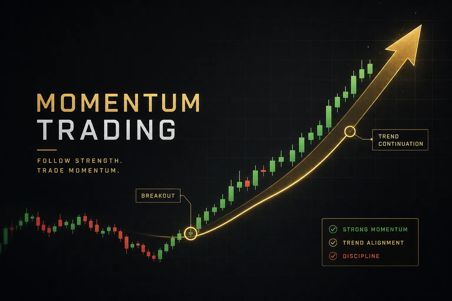 Trader analyzing rising stock chart trends to spot momentum trading opportunities on a screen