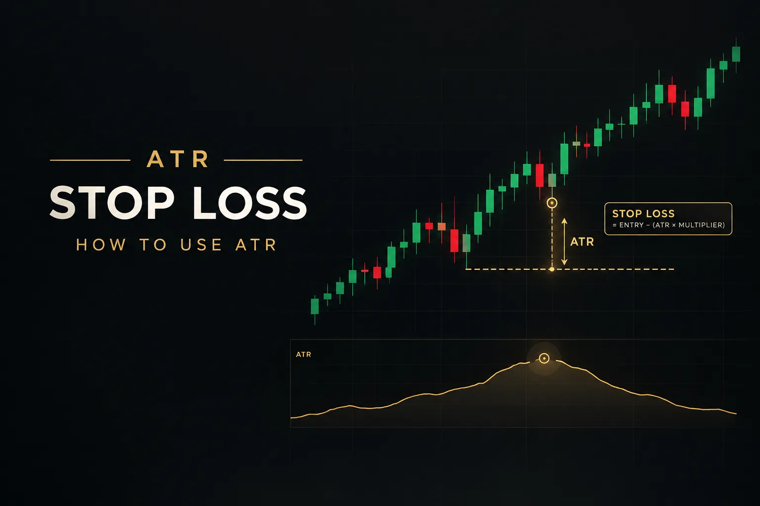 Chart showing how to use ATR for stop loss placement with volatility bands around price candles