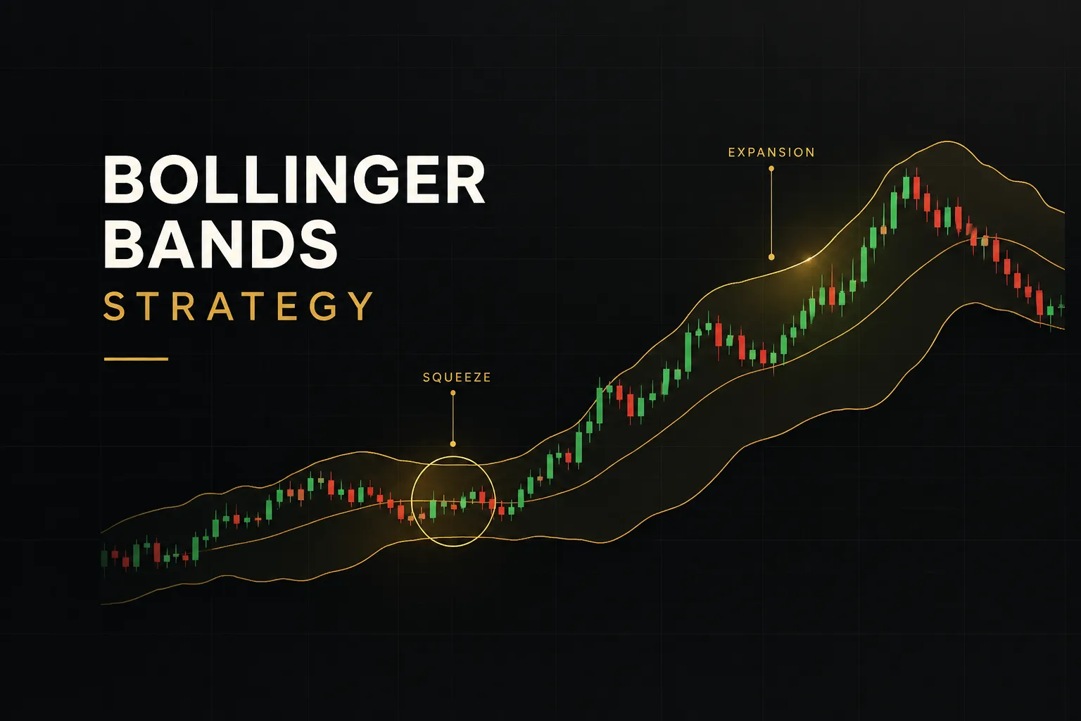 Bollinger Bands strategy chart showing price action bouncing between upper and lower volatility bands