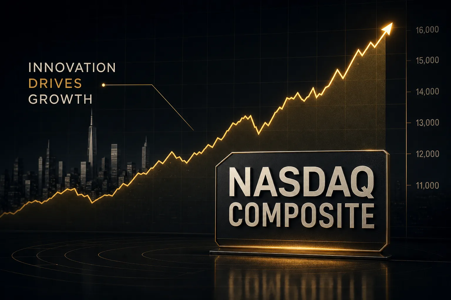 Nasdaq Composite index chart showing stock market trends and technology sector performance over time
