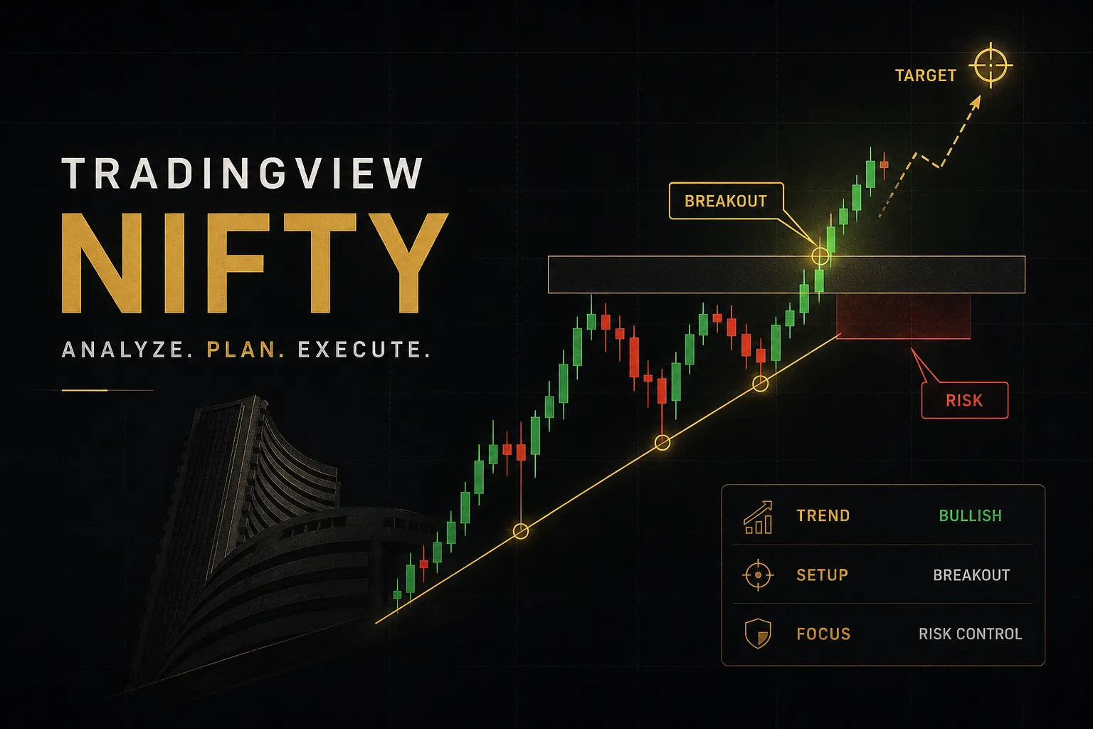 TradingView Nifty chart displaying live price action, technical indicators, and trend analysis for market traders